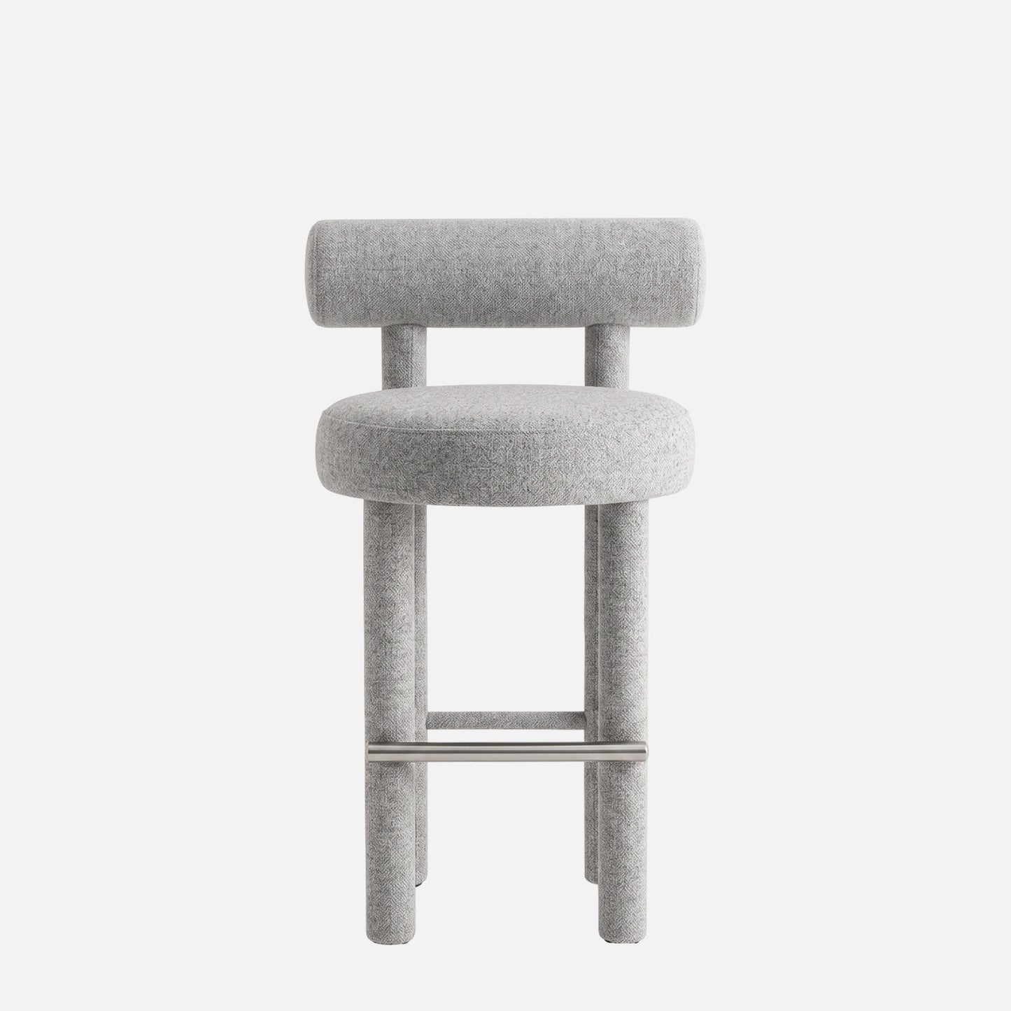 Teervon Classic Walnut Ivory Bar Velvet Stool