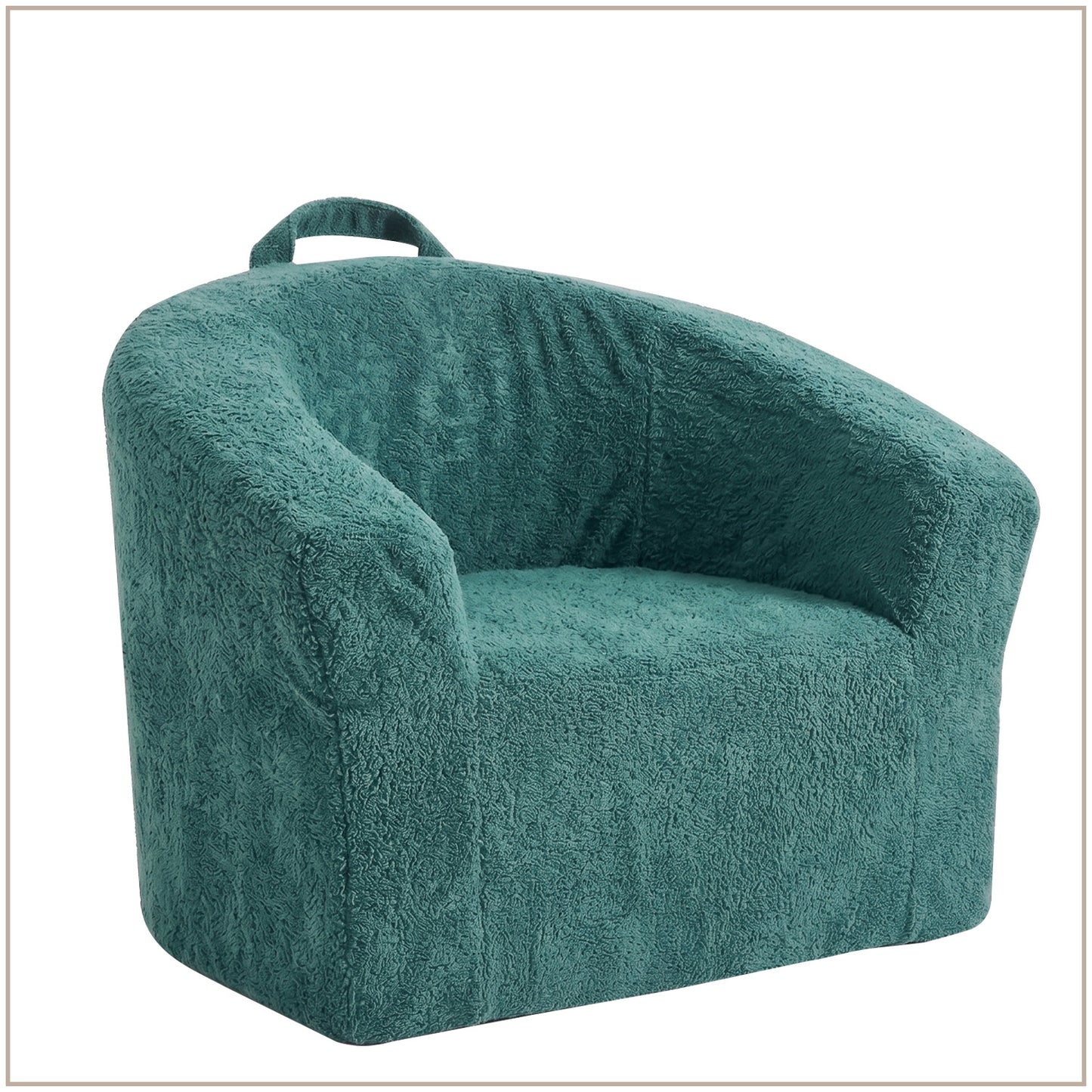 Gabriel Olive Green Puffy Organic Cotton Kids Lounge Chair | Nestroots