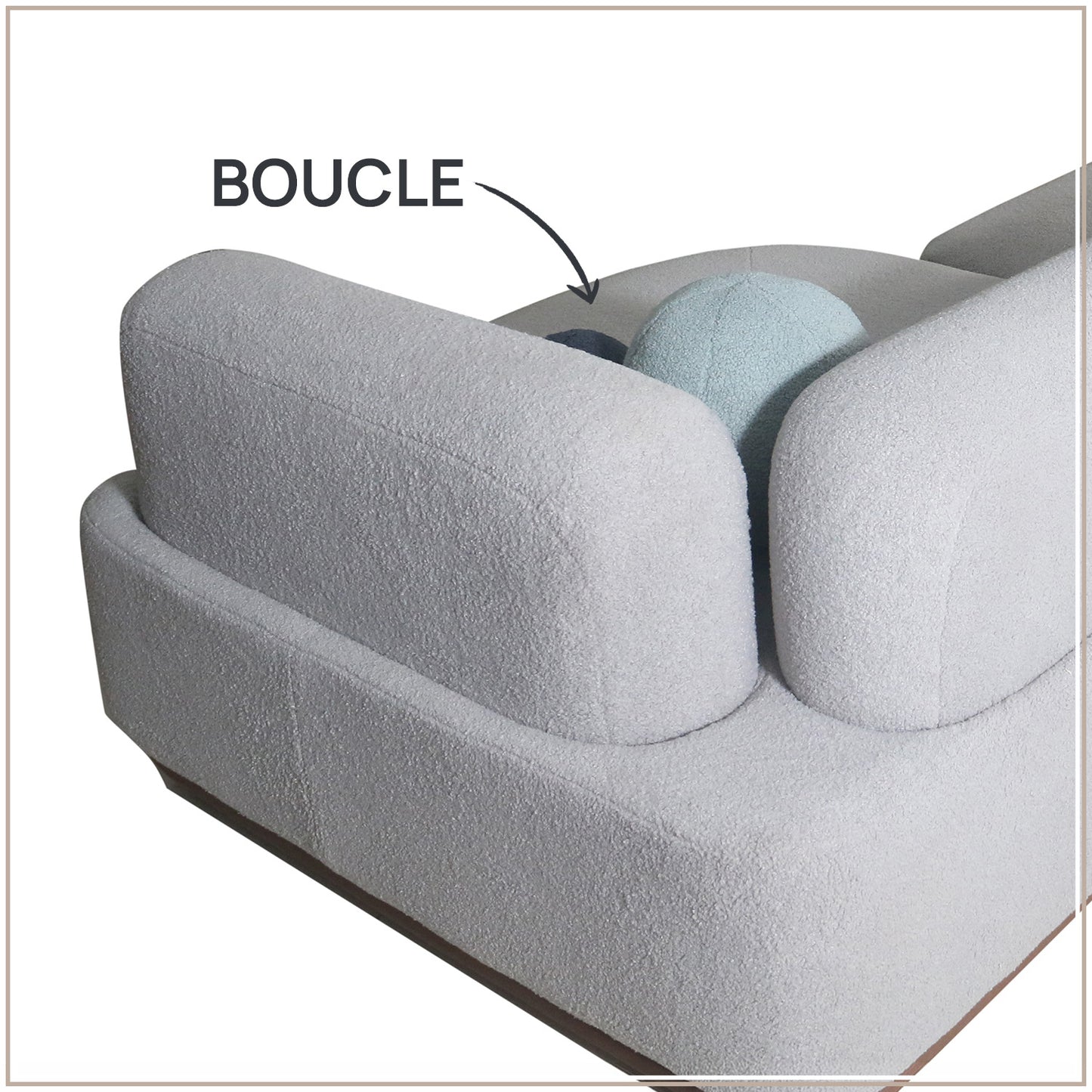 AuraCurve 5 Seater Modular Sofa - Grey Boucle