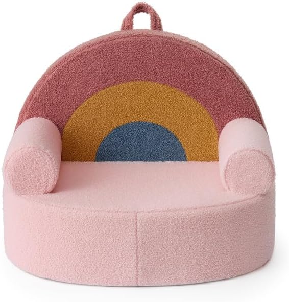 Blush Pink RainbowNest Kids Sofa ChairCrystal Velvet