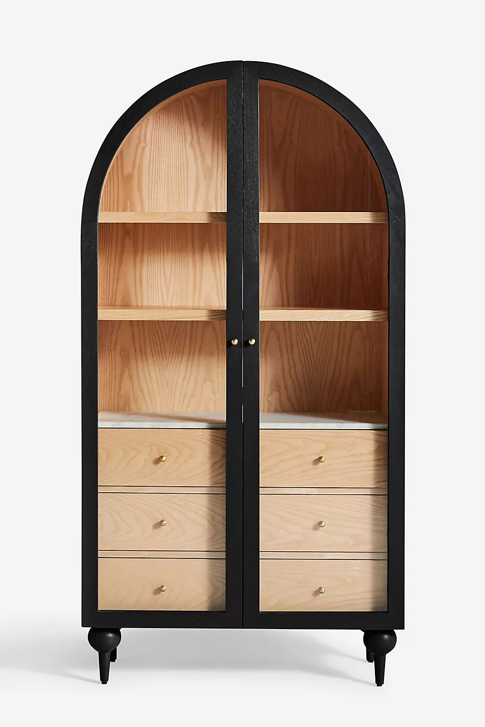 The Fern Marble Top Three-Drawer Storage Cabinet Black
