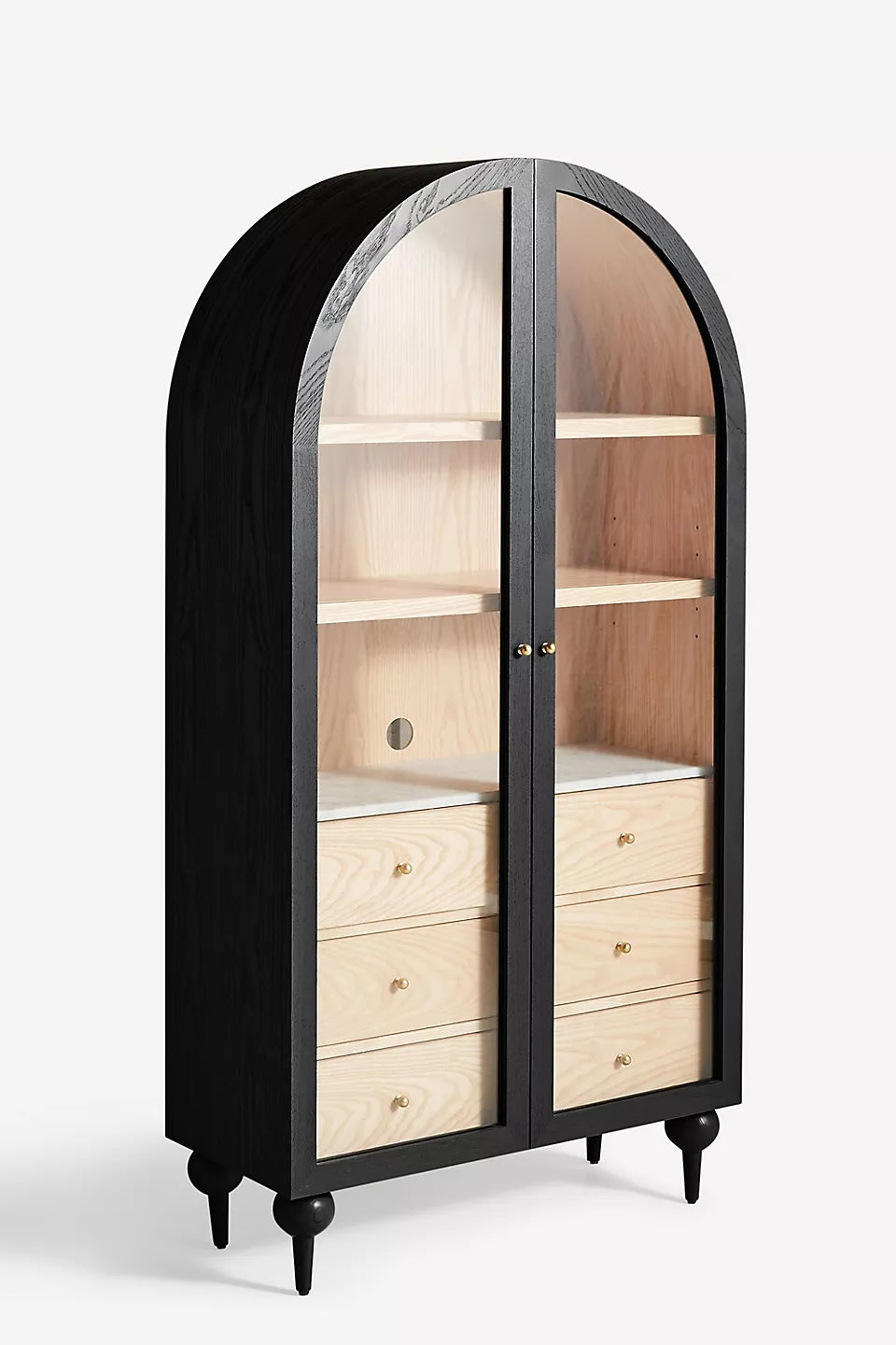 The Fern Marble Top Three-Drawer Storage Cabinet Black