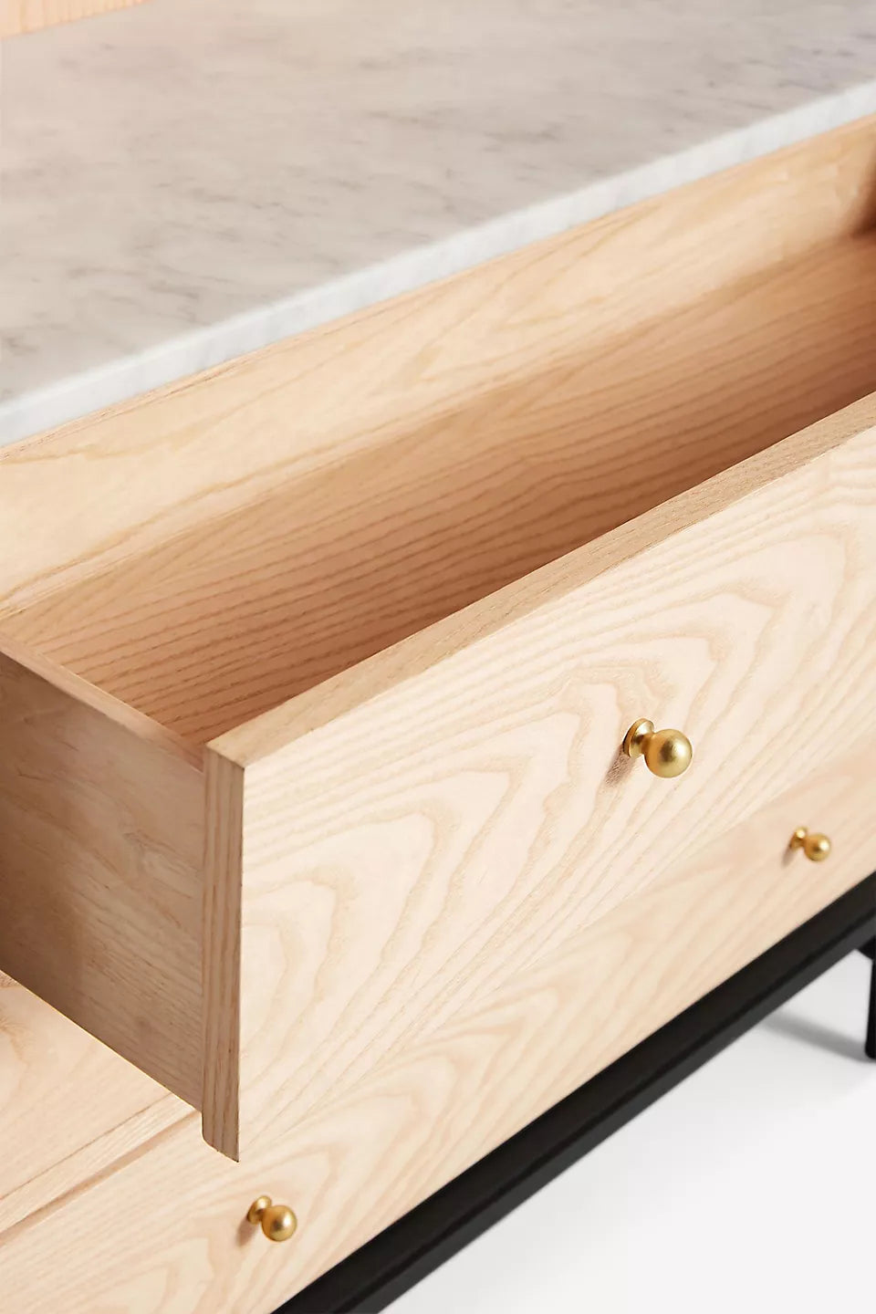 The Fern Marble Top Three-Drawer Storage Cabinet Black