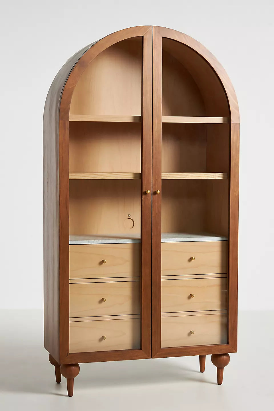 The Fern Marble Top Three-Drawer Storage Cabinet Tobacco