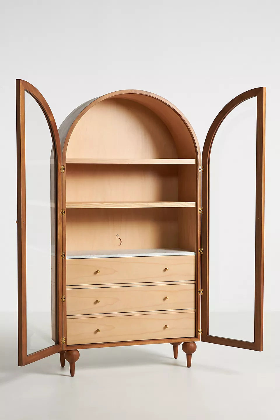 The Fern Marble Top Three-Drawer Storage Cabinet Tobacco