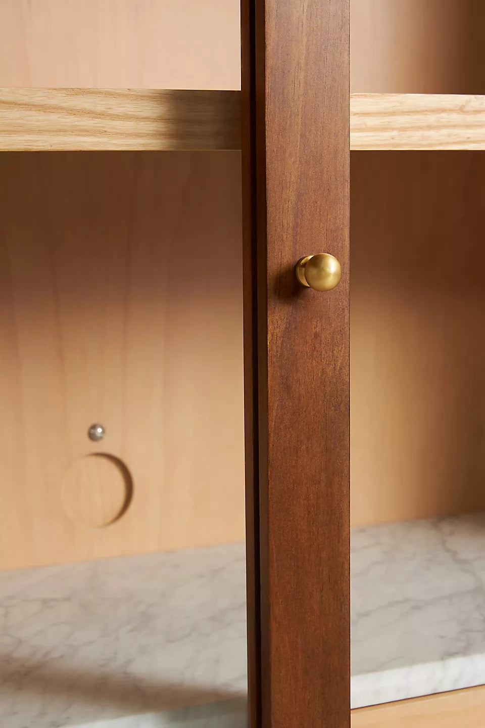 The Fern Marble Top Three-Drawer Storage Cabinet Tobacco