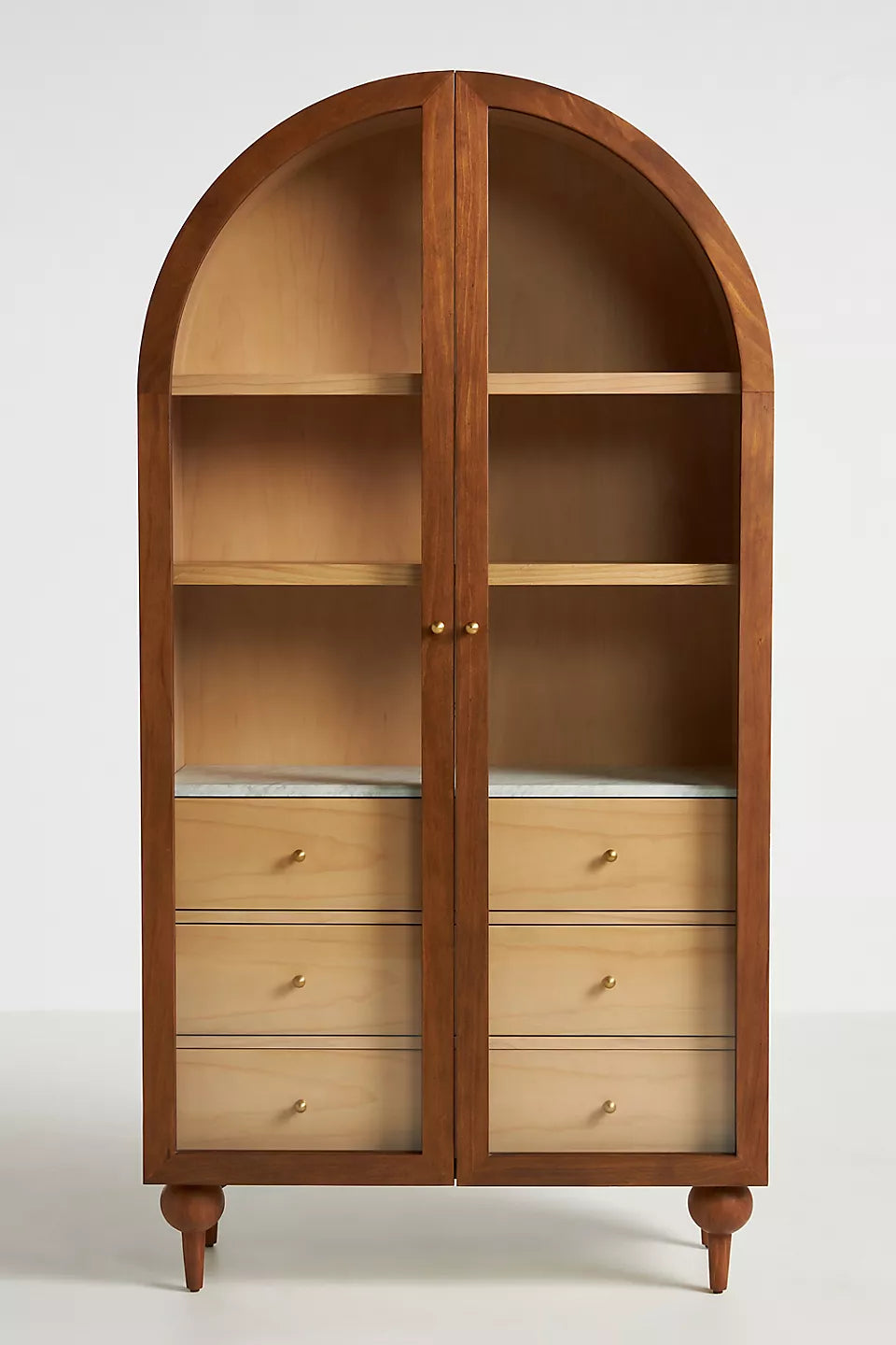 The Fern Marble Top Three-Drawer Storage Cabinet Tobacco