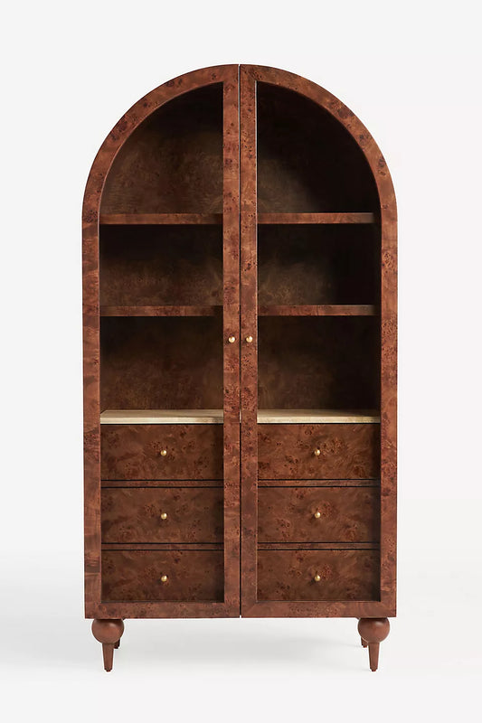 The Fern Marble Top Three-Drawer Storage Cabinet Burl