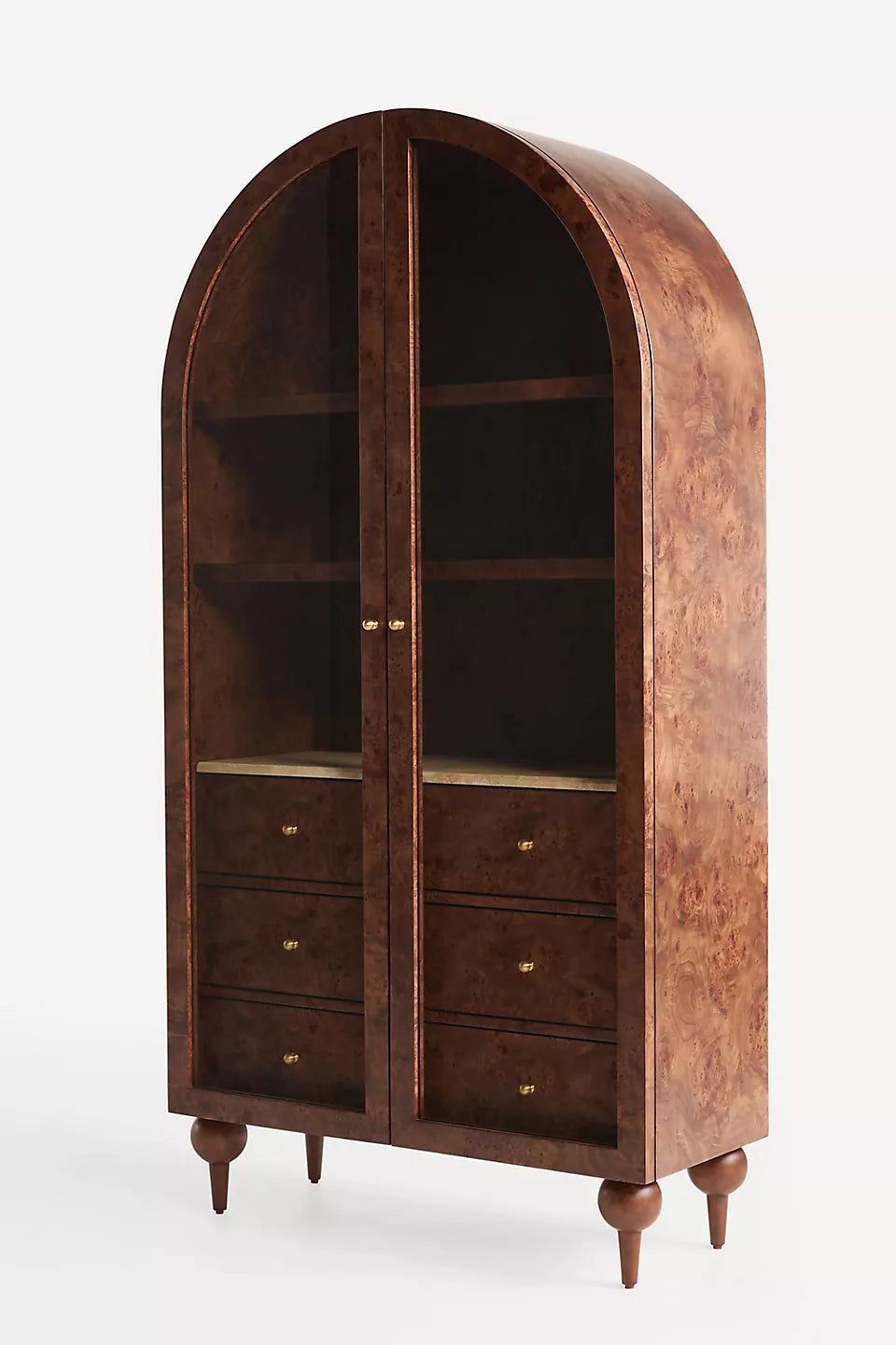 The Fern Marble Top Three-Drawer Storage Cabinet Burl