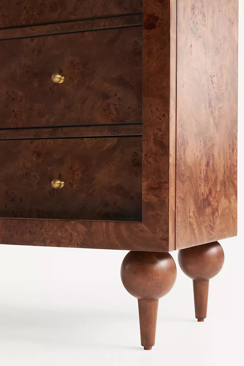 The Fern Marble Top Three-Drawer Storage Cabinet Burl