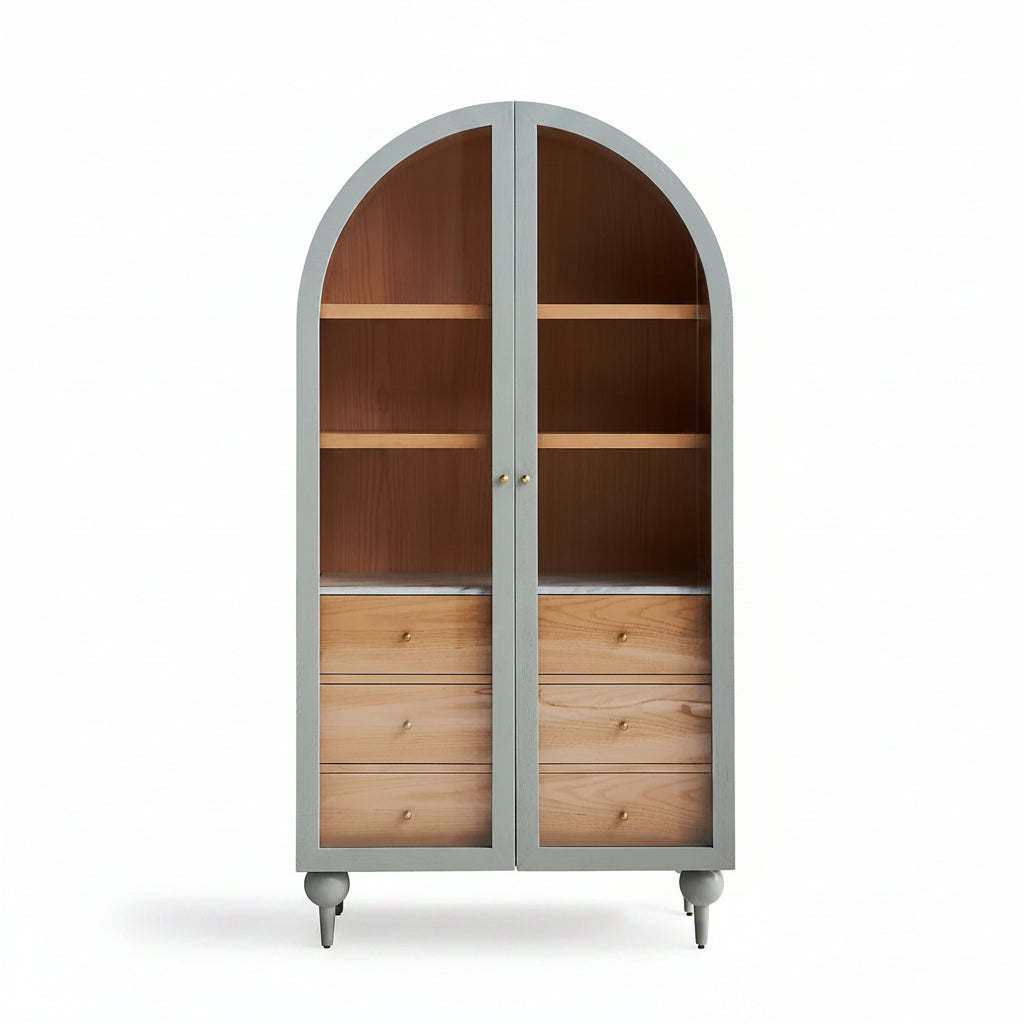 The Fern Marble Top Three-Drawer Storage Cabinet Sage