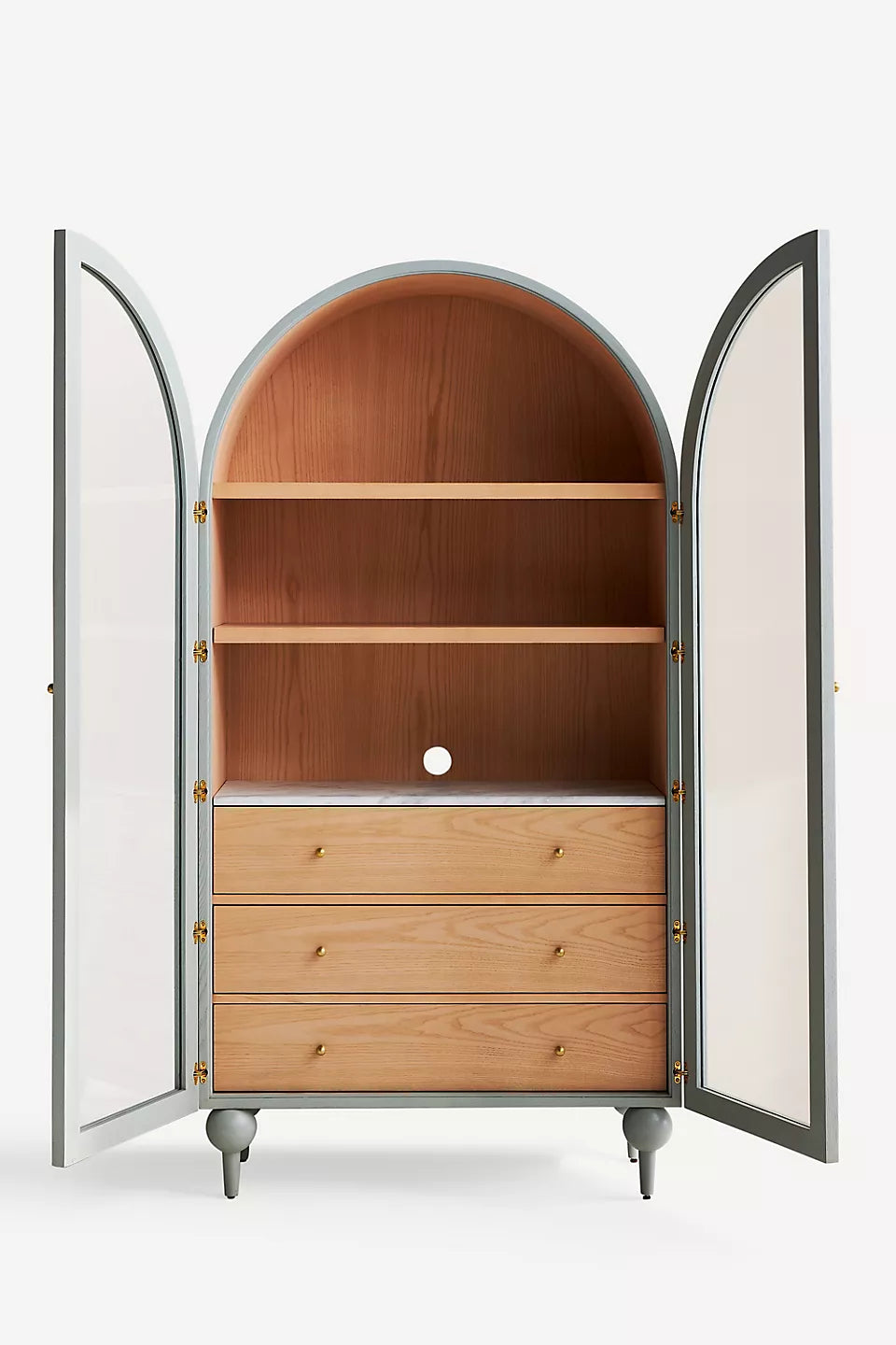 The Fern Marble Top Three-Drawer Storage Cabinet Sage