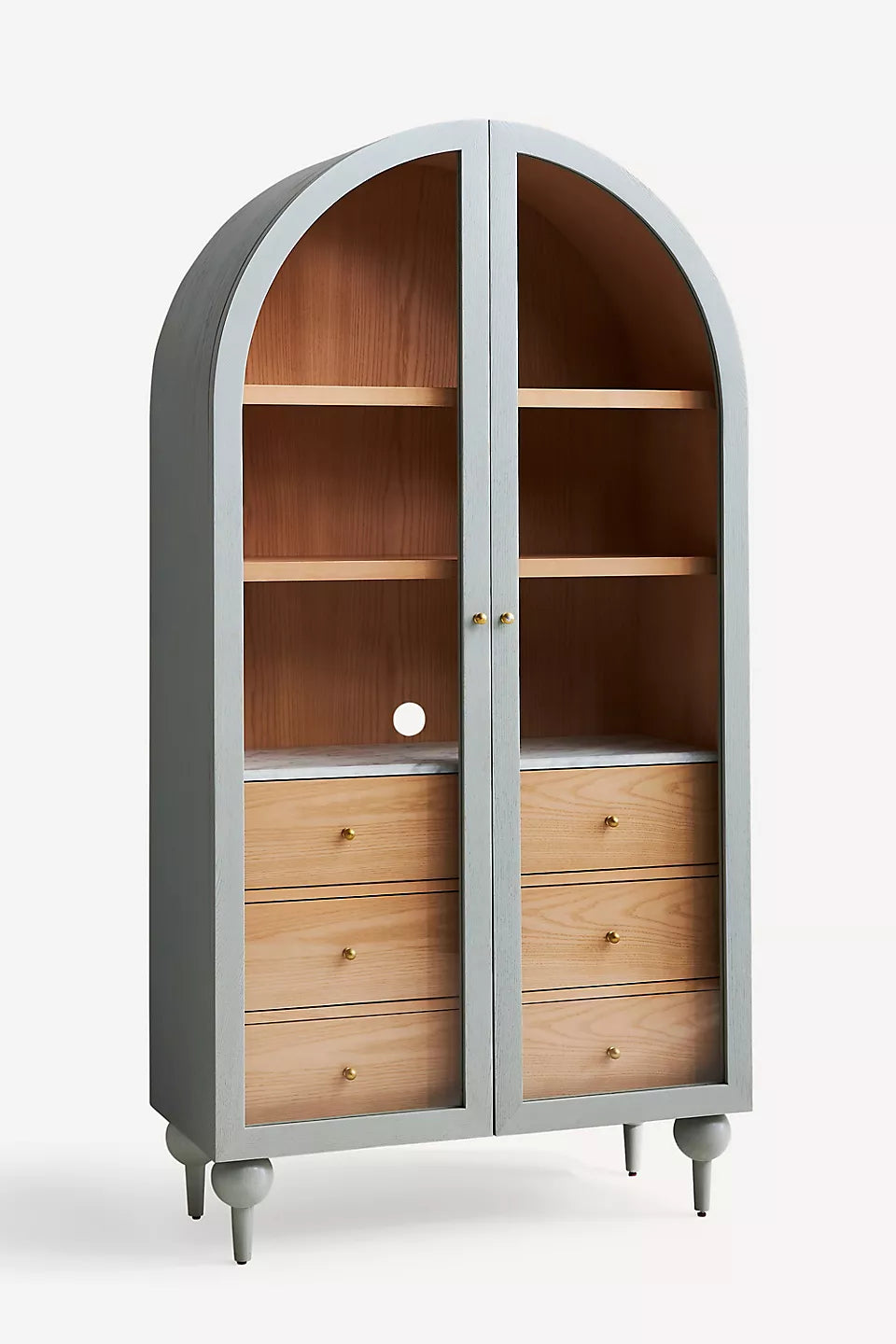 The Fern Marble Top Three-Drawer Storage Cabinet Sage