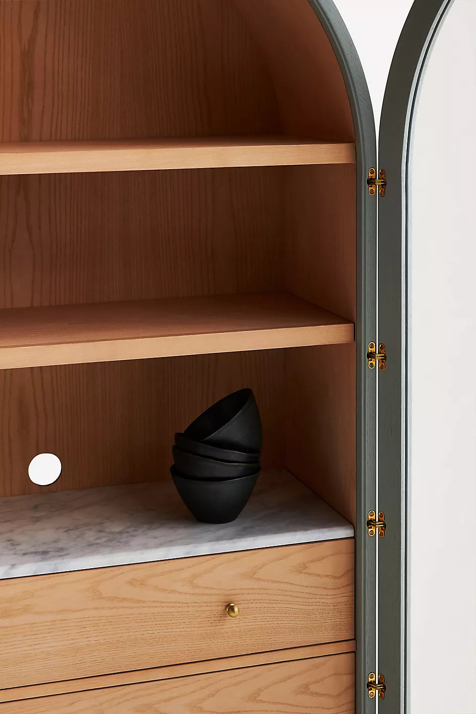 The Fern Marble Top Three-Drawer Storage Cabinet Sage