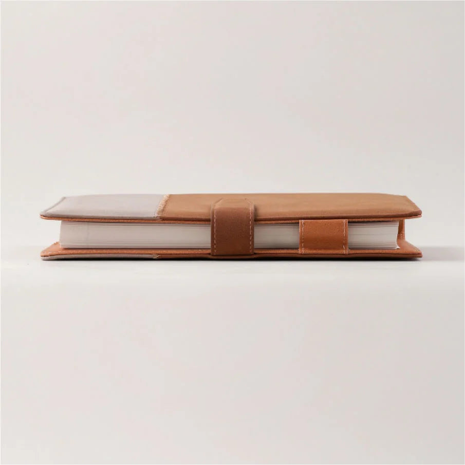 Dual-Tone Leatherite Cover Notebook with Strap Closure