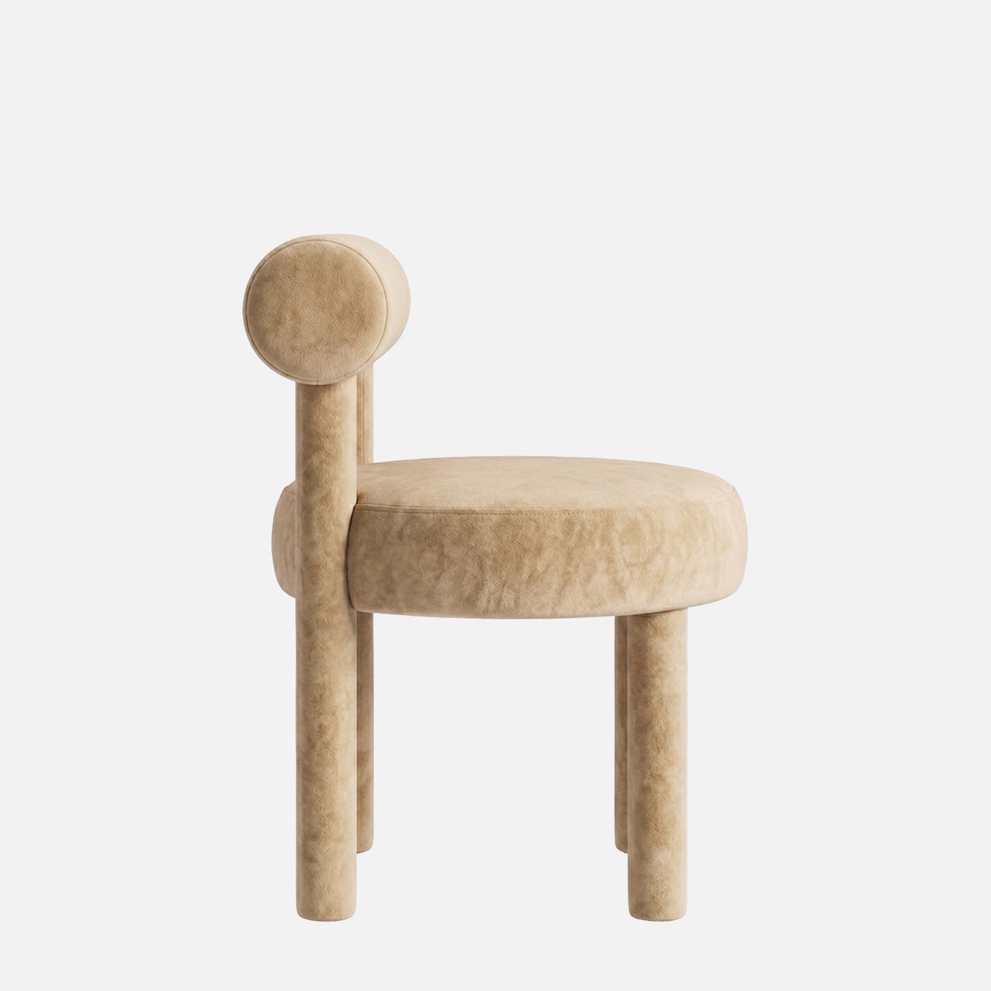Elevara Cylinder Back Soft Ivory Velvet Dining Chair