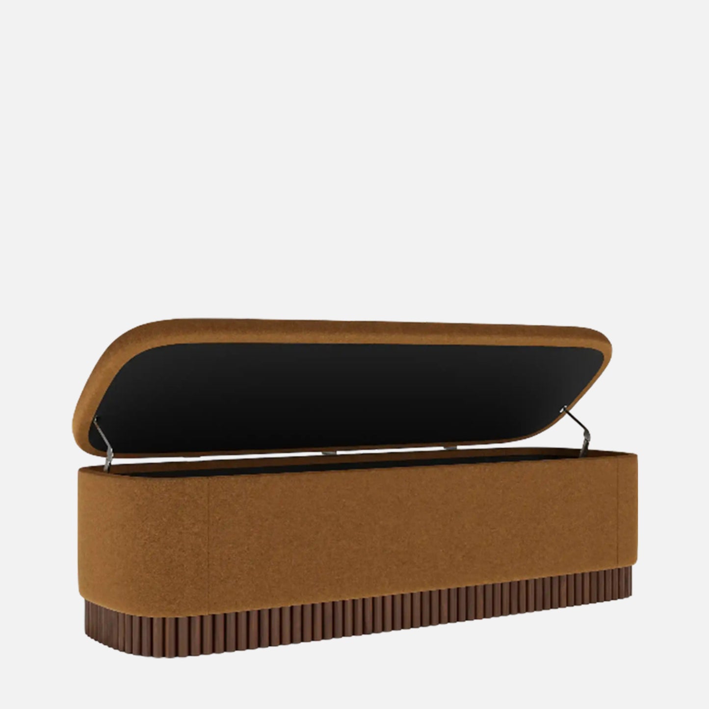 Lunara Edge Caramel Brown Boucle Storage Bench