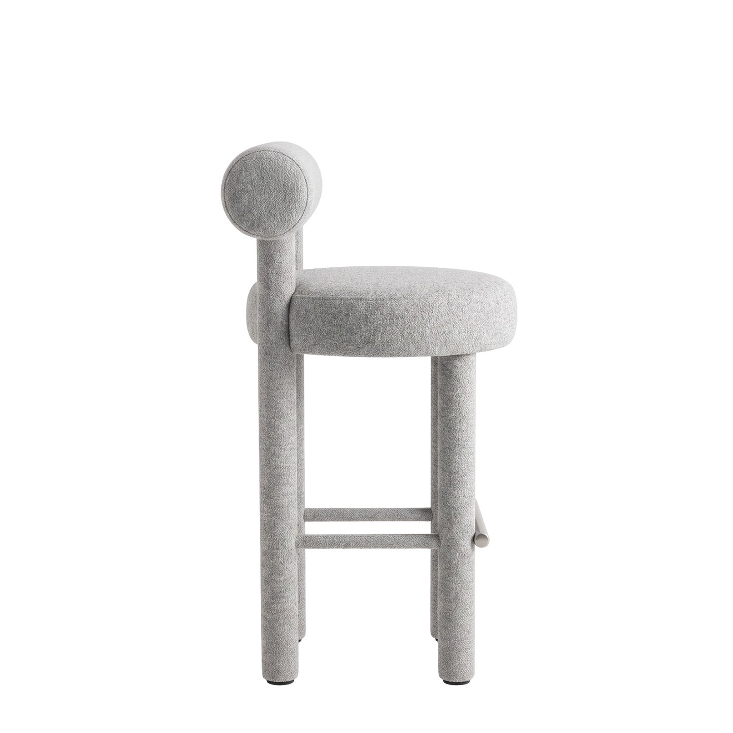 Teervon Classic Walnut Ivory Bar Velvet Stool