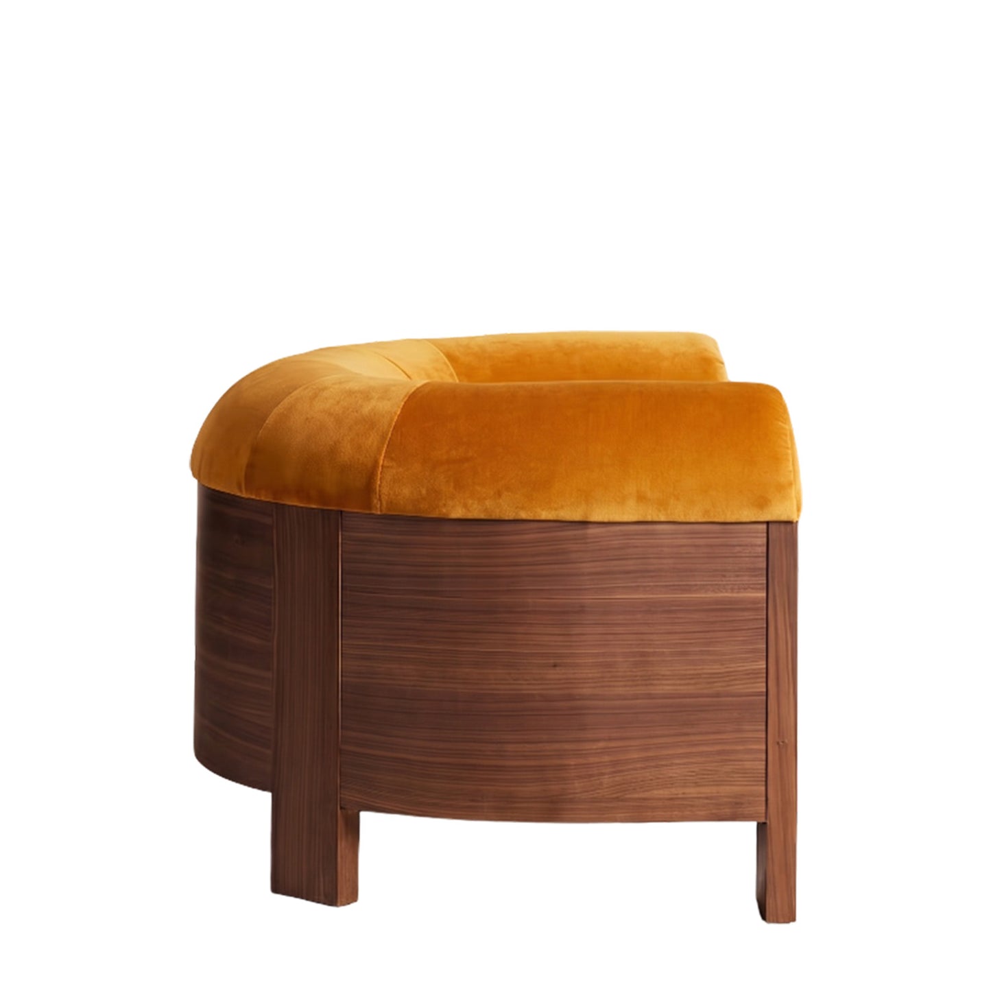 Treevino Wooden Arm Amber Brown Velvet Lounge Chair