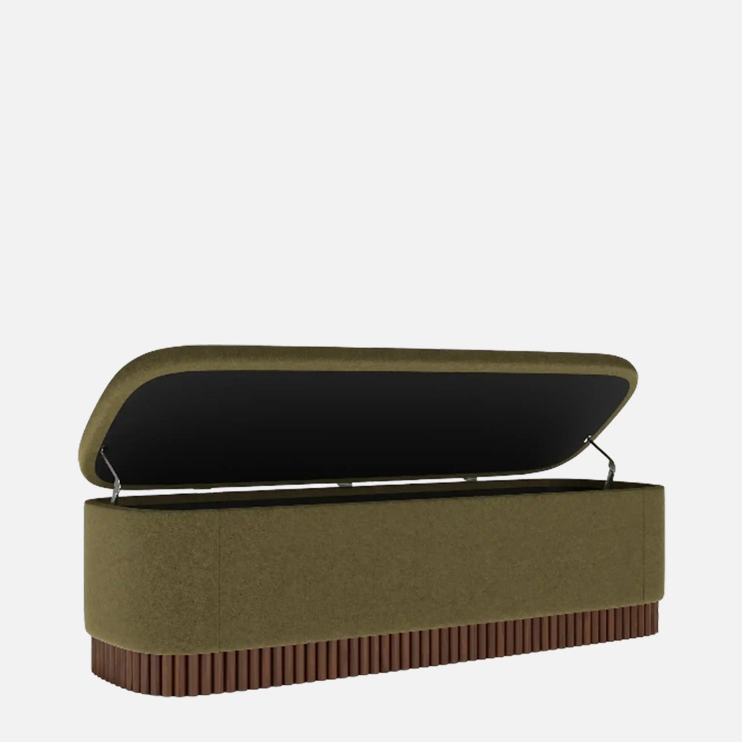 Lunara Edge Moss Green Boucle Storage Bench