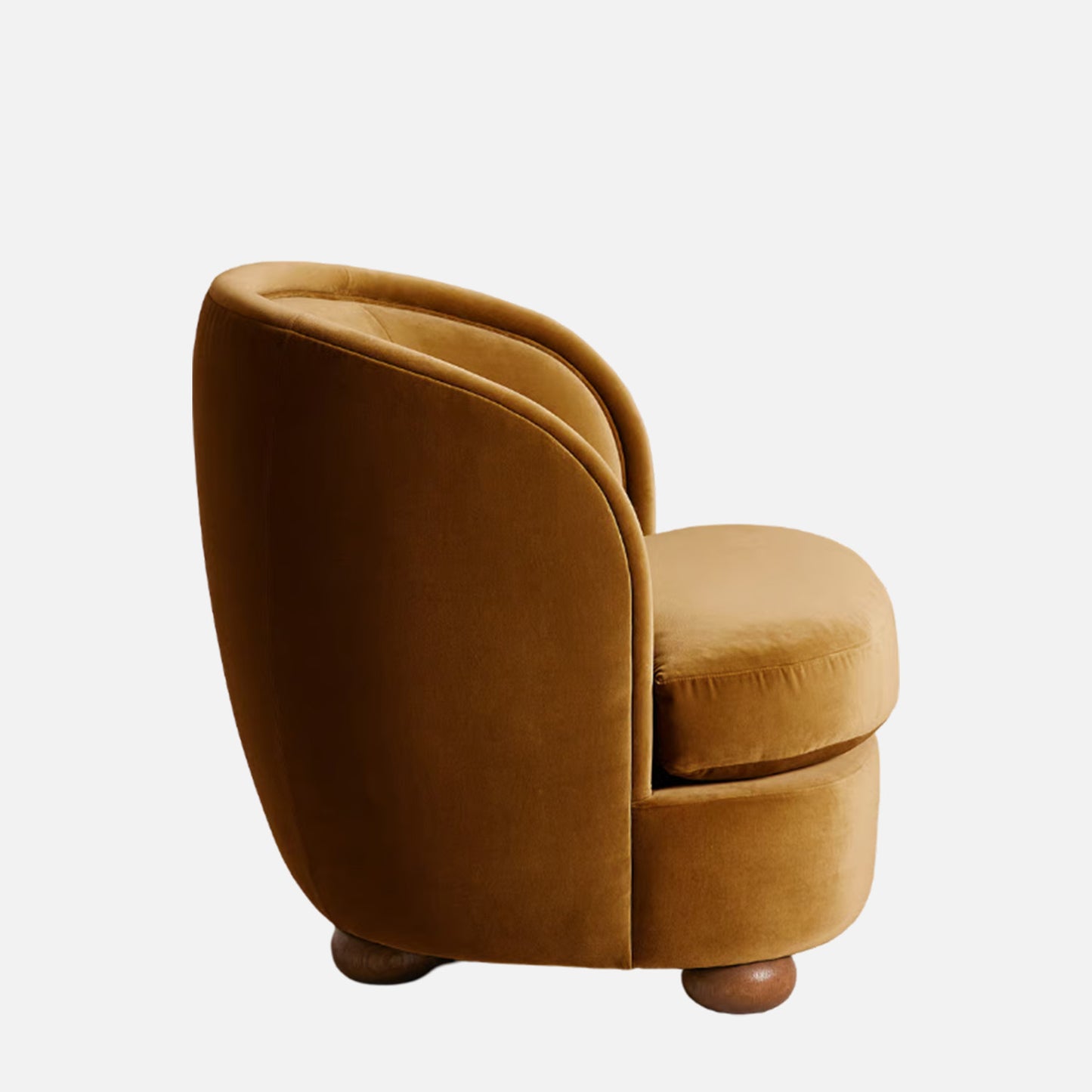 Orevella Classic Barrel Mustured Yellow Velvet Lounge Chair