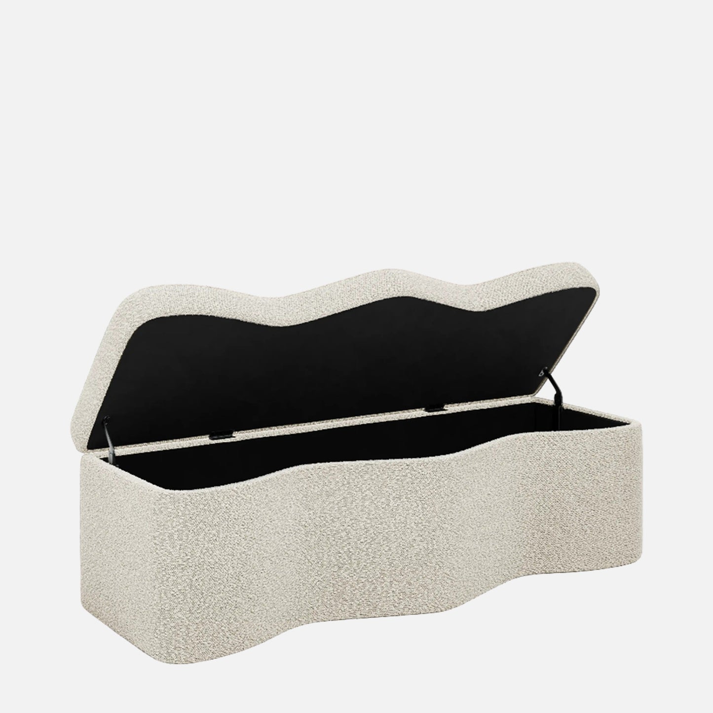 Velmora Wave Grey Boucle Storage Bench
