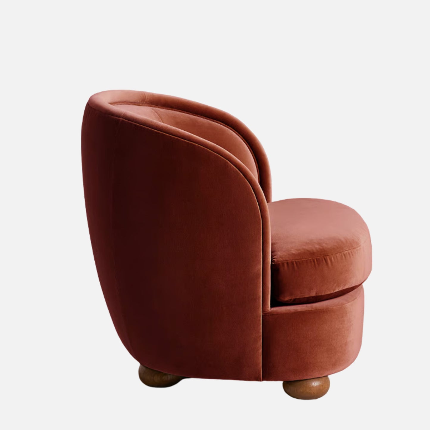 Orevella Classic Barrel Rust Red Velvet Lounge Chair