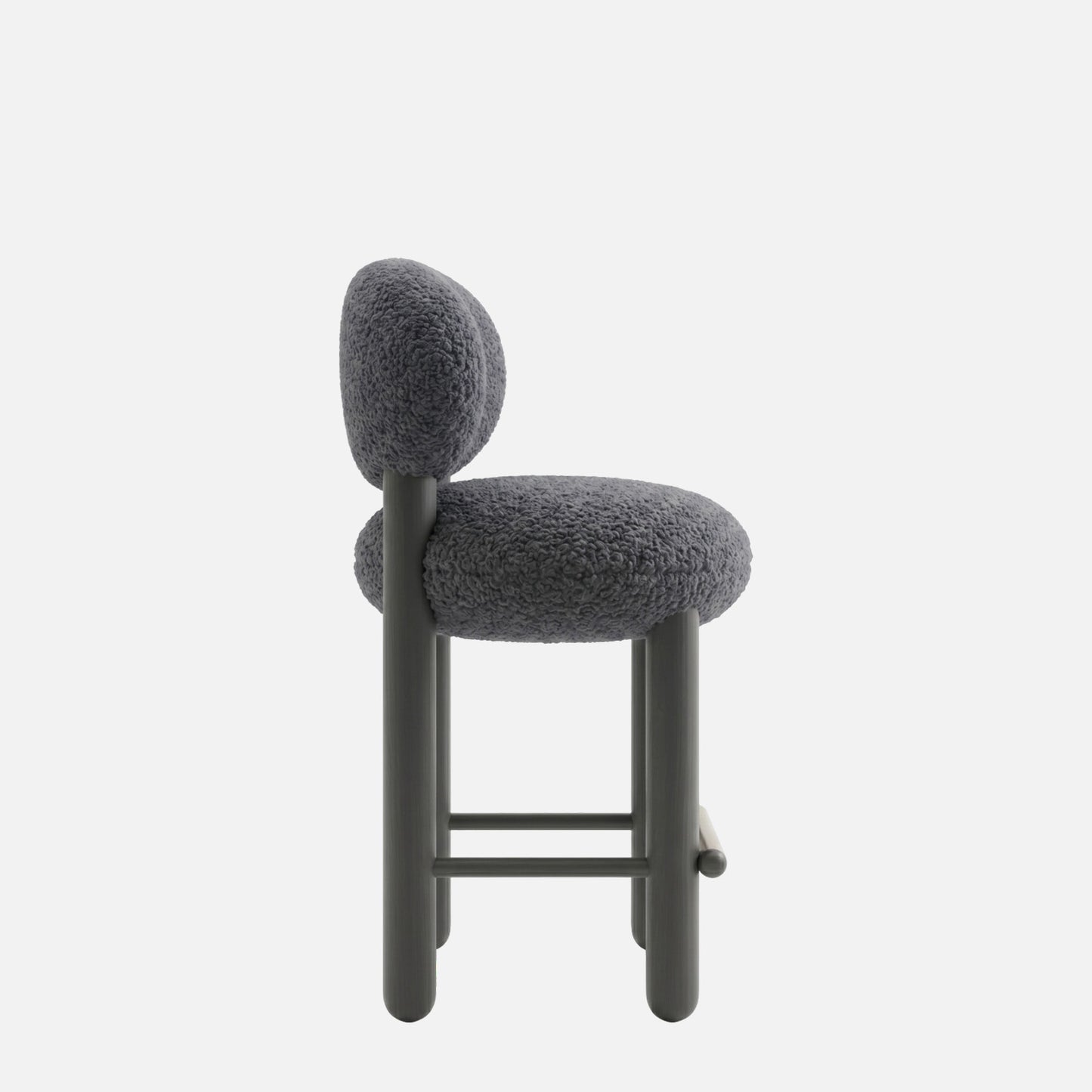 Boevik Plush Charcoal Black Bar Boucle Stool