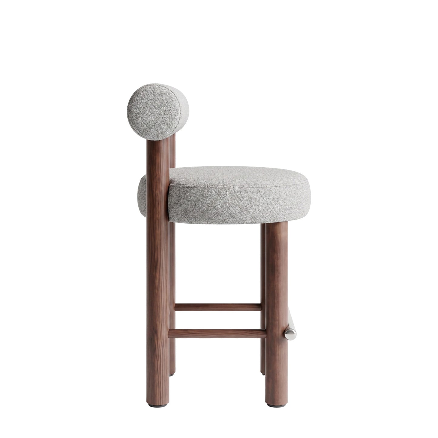 Teervon Classic Walnut Brown Bar Velvet Stool