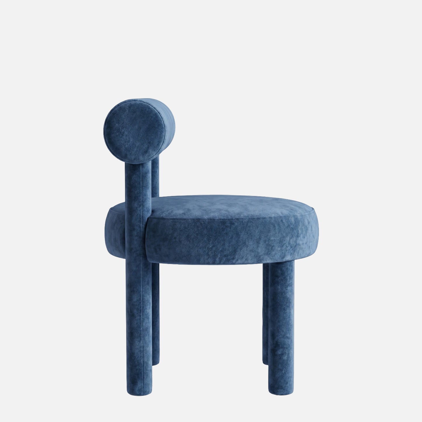 Elevara Cylinder Back Dark Blue Cotton Boucle Dining Chair
