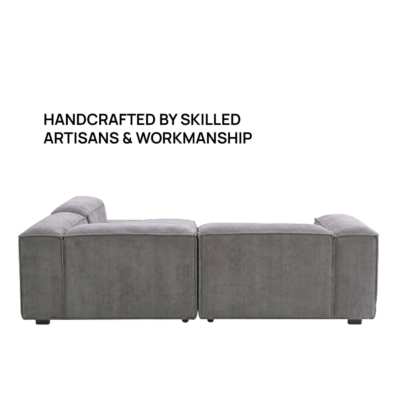 Elegant Edge 2 Seater Versatile Corduroy Grey L Shaped Sofa