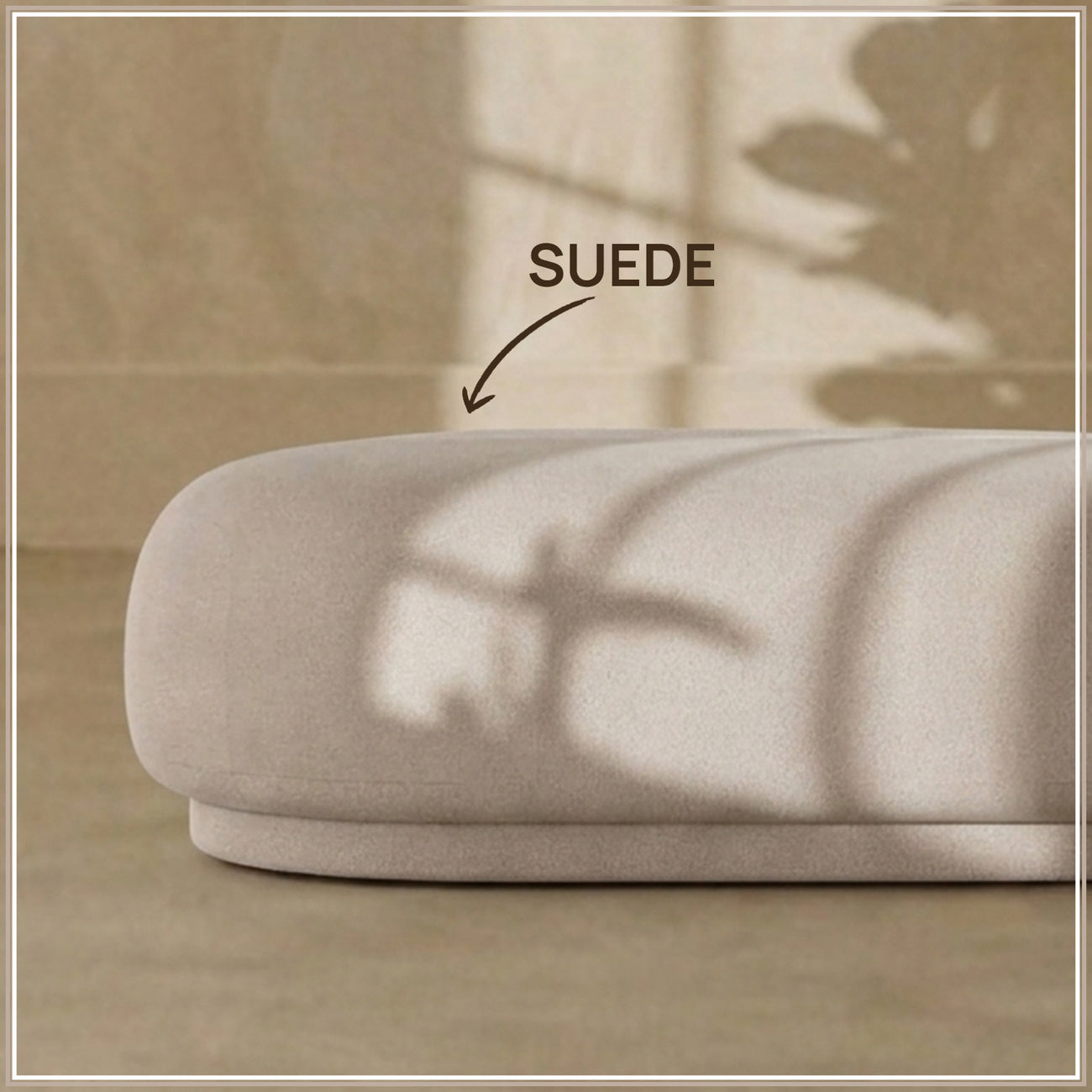 EliteElegance Suede Ottoman Bench Beige