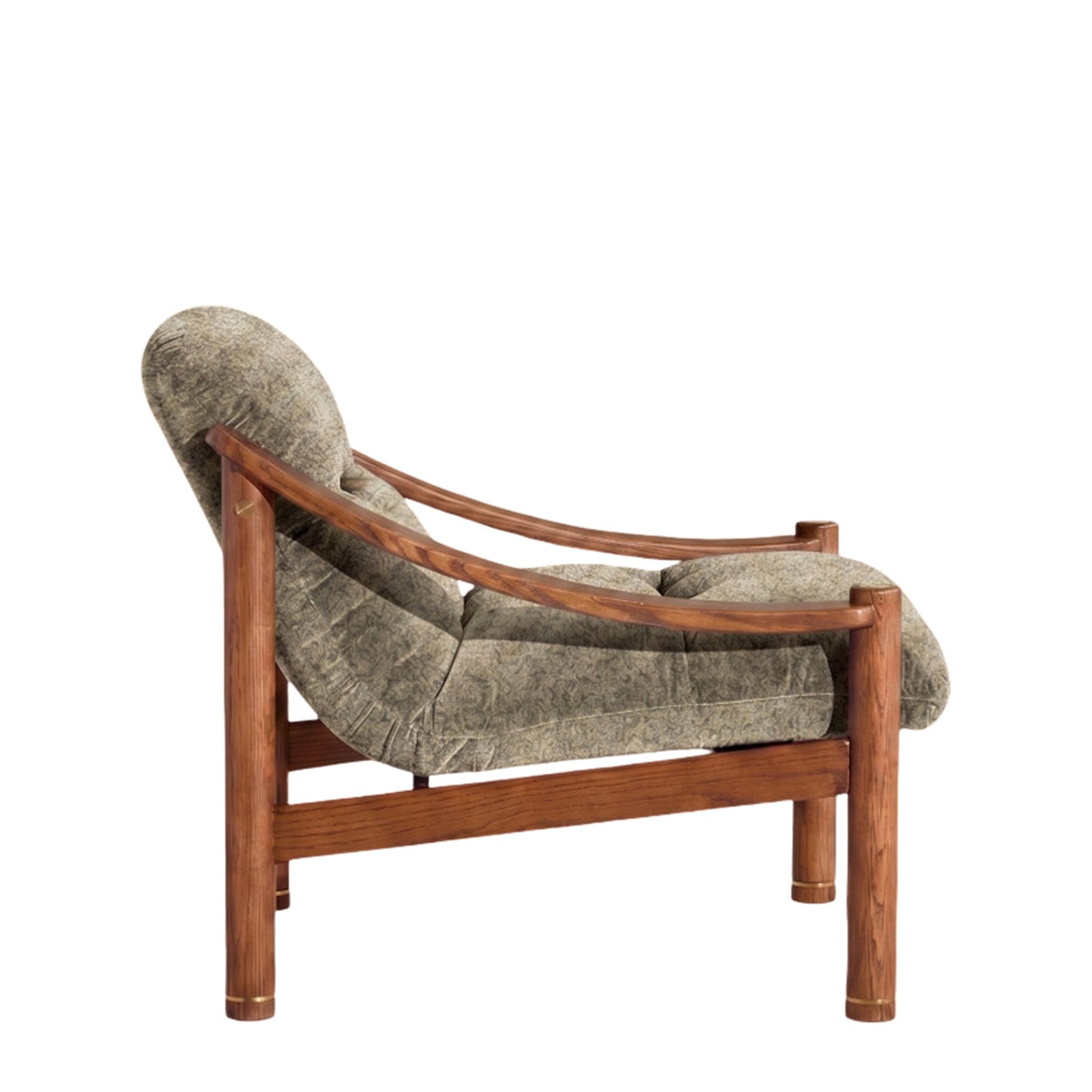 Aveeron Wood Frame Green Velvet Lounge Chair
