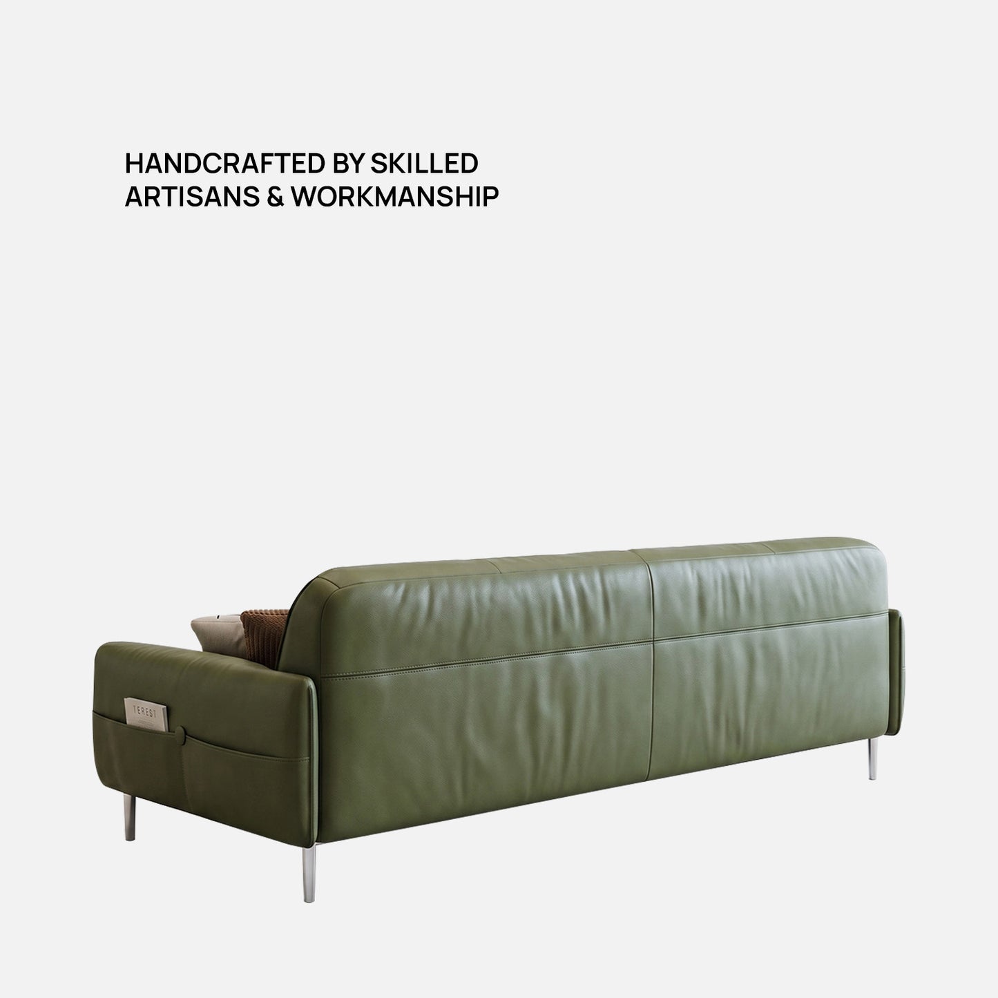 Valerio Leatherette 3 Seater Sofa in Olive Green Colour