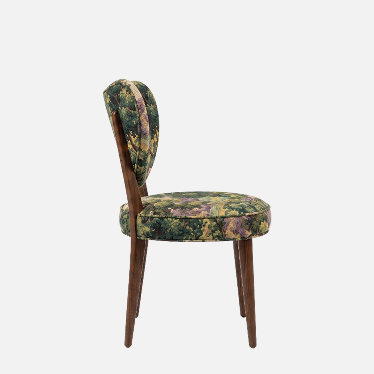 Fleorique Pattern Botanical Green Linen Lounge Chair