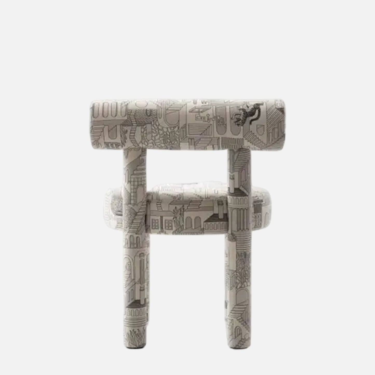 Moenvra Printed Ash Grey Pattern Velvet Dining Chair