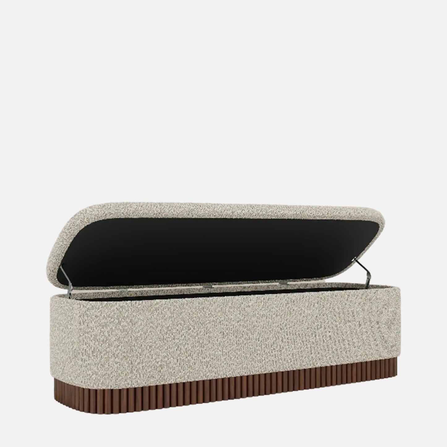 Lunara Edge Textured Grey Boucle Storage Bench