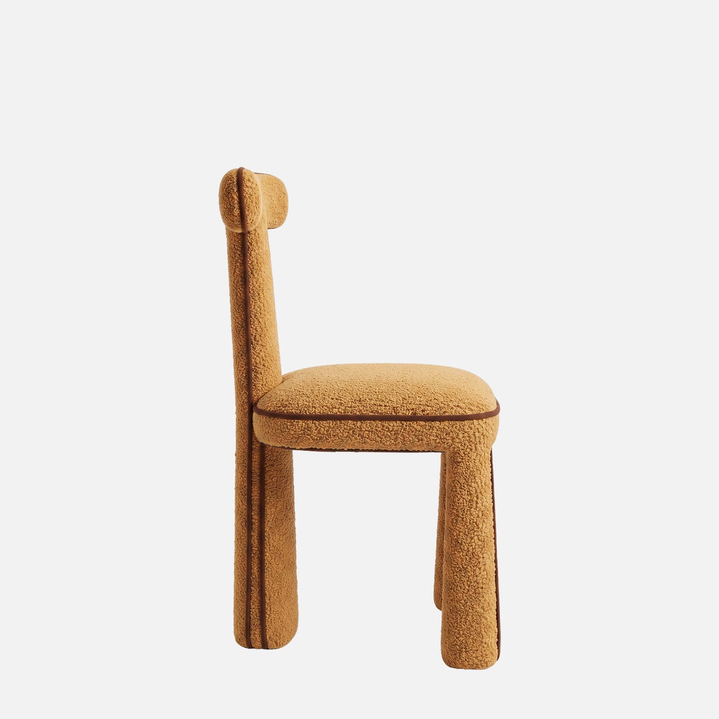Eleion Minimal Form Orange Boucle Dining Chair