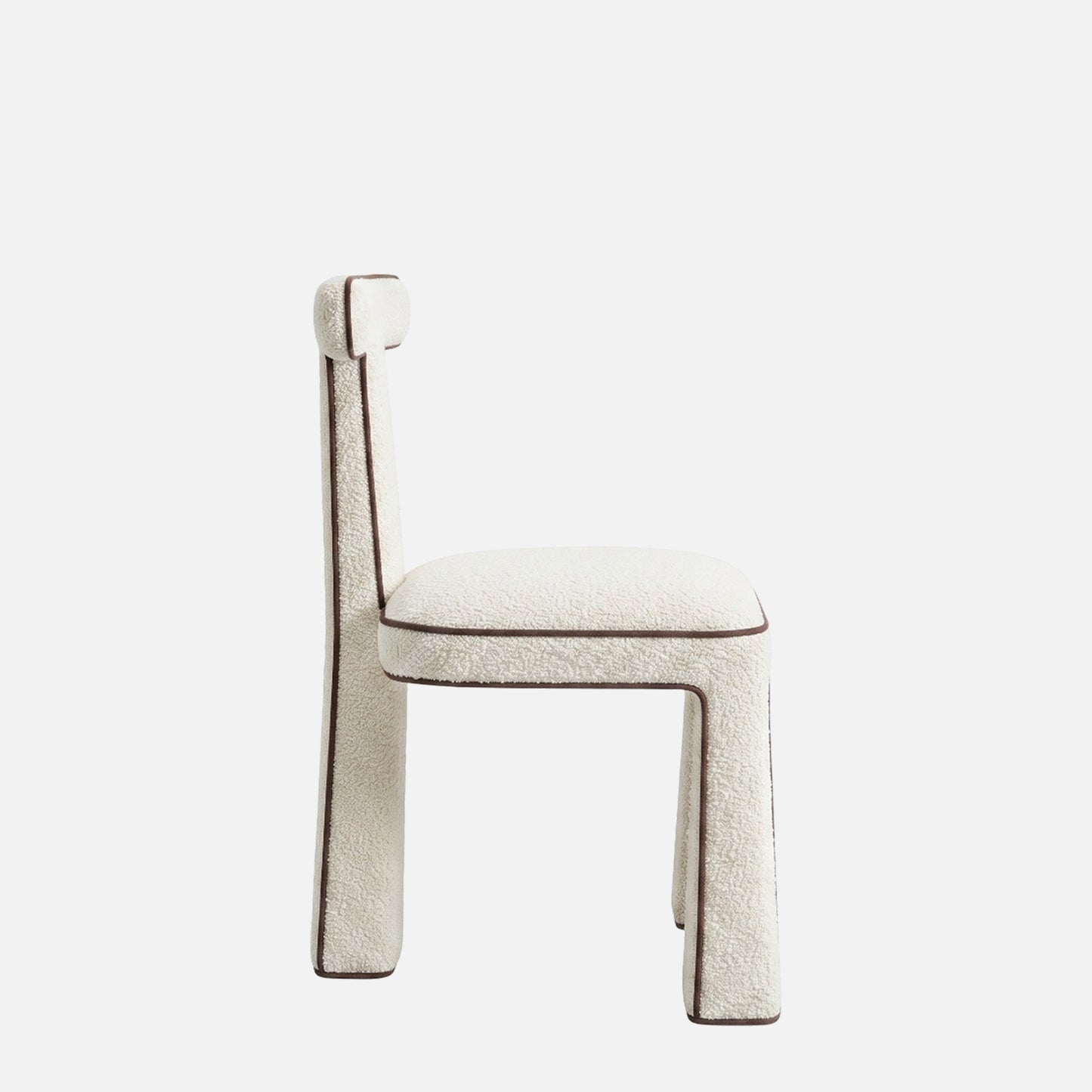 Eleion Minimal Form Ivory White Boucle Dining Chair