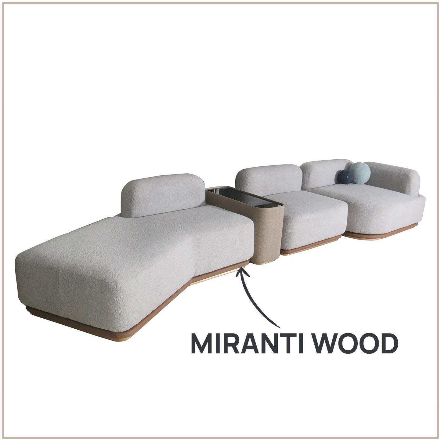 AuraCurve 5 Seater Modular Sofa - Grey Boucle