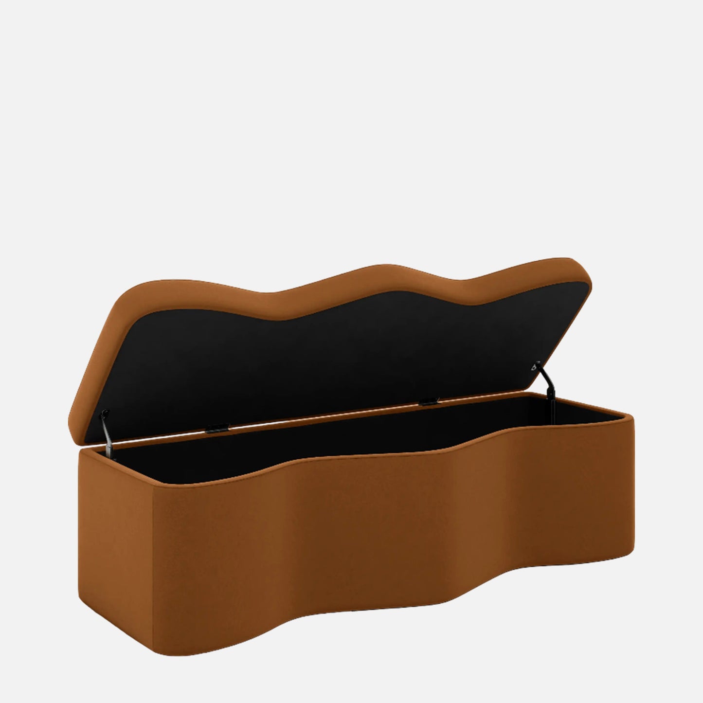 Velmora Wave Caramel Brown Boucle Storage Bench
