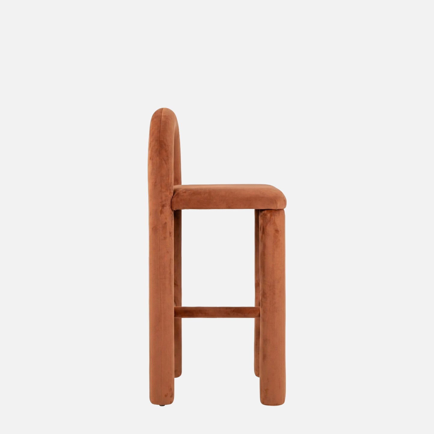 Arevex Arch Back Terracotta Bar Velvet Stool