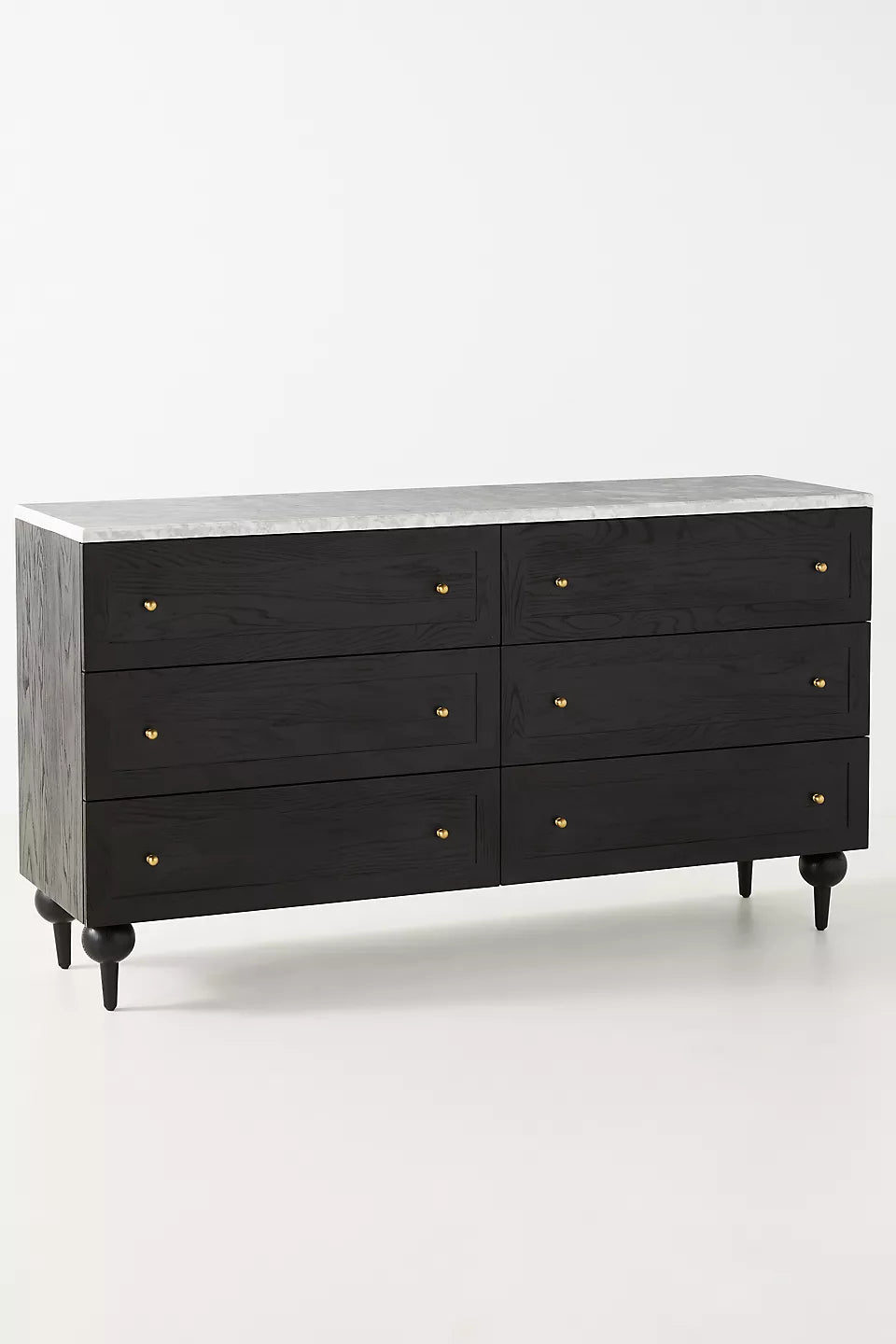 The Fern Marble Top Six-Drawer Dresser Black