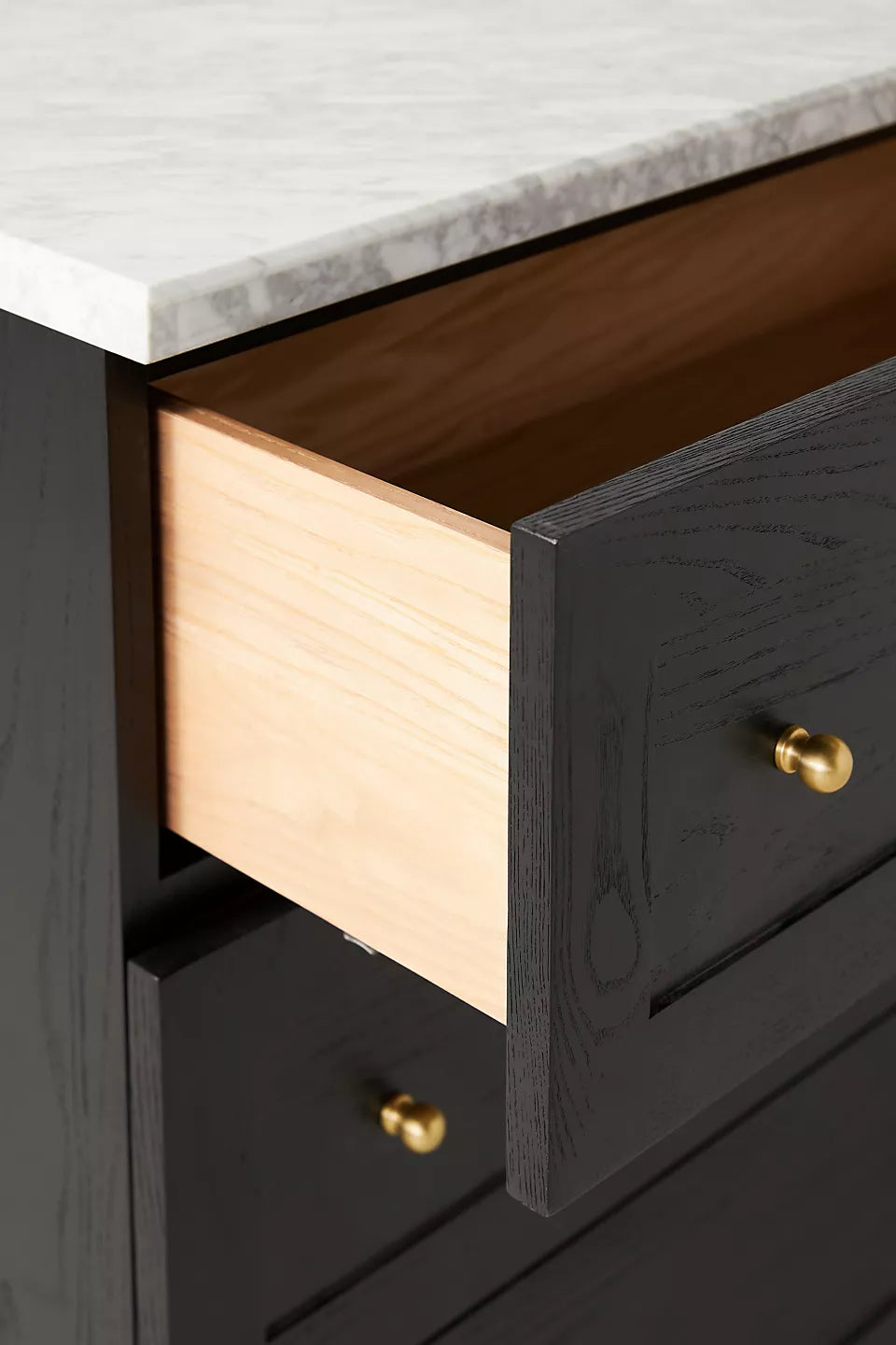 The Fern Marble Top Six-Drawer Dresser Black