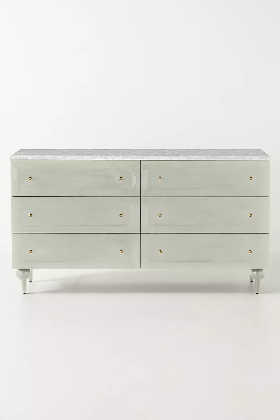 The Fern Marble Top Six-Drawer Dresser Sage