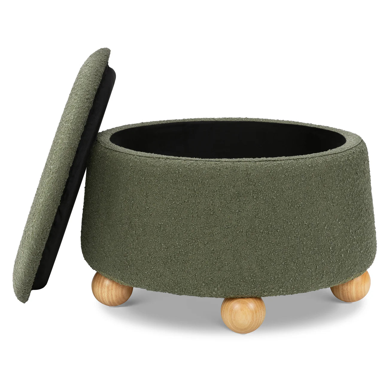 Moss Green Olive Grove Storage Boucle Kids Pouffe