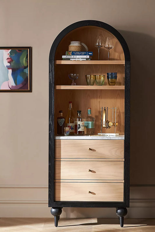 The Fern Marble Top Bookcase Black
