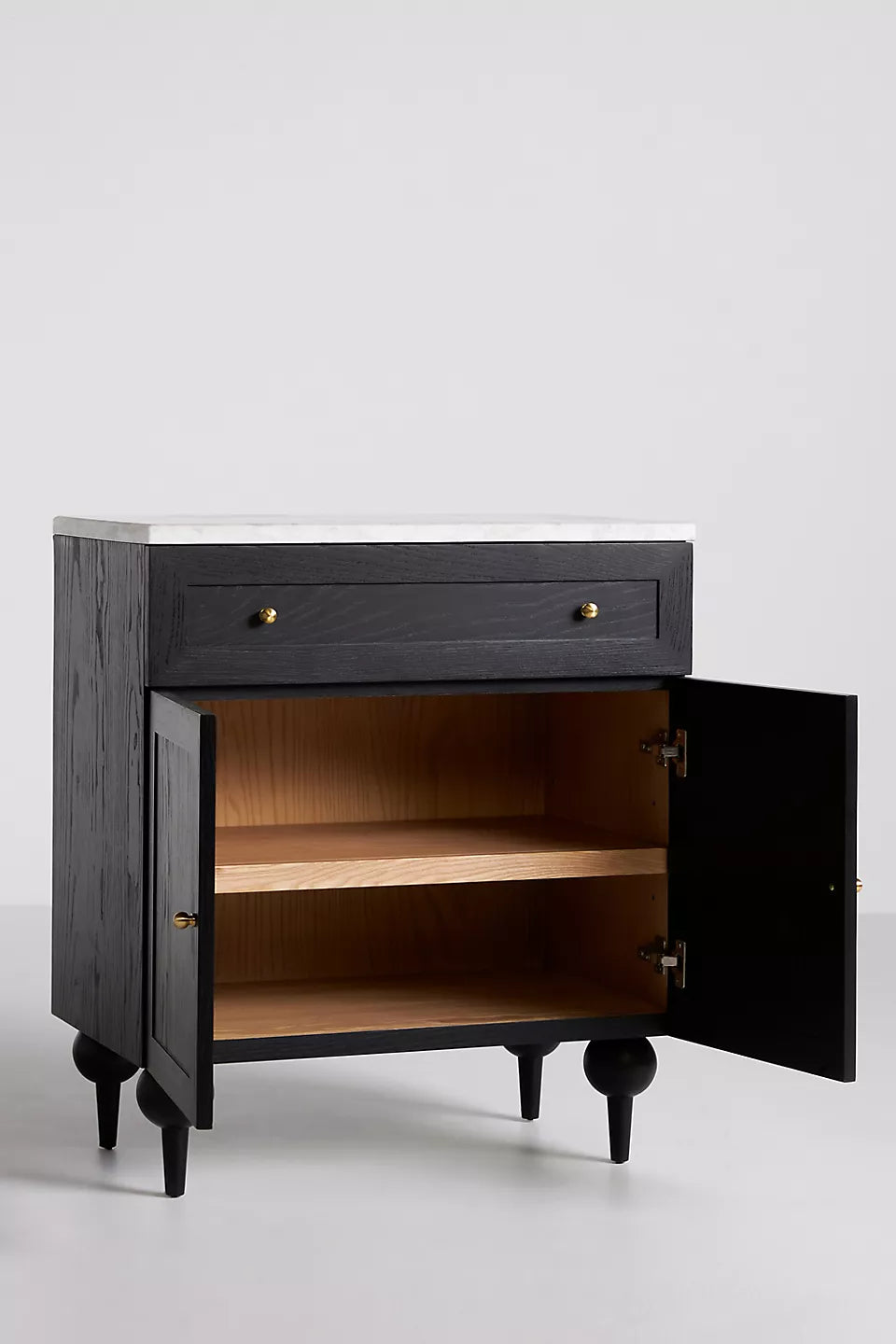 The Fern Marble Top Entryway Cabinet Black