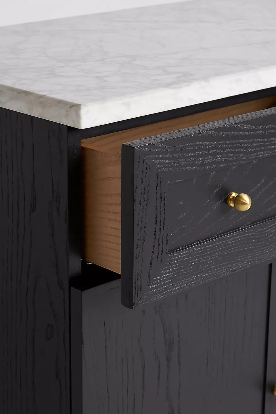 The Fern Marble Top Entryway Cabinet Black