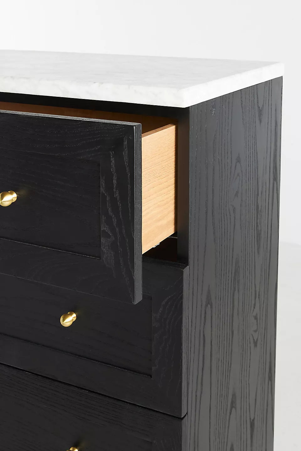 The Fern Marble Top Five-Drawer Dresser Black